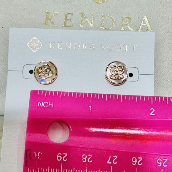 Kendra Scott Dira Coin Stud Earrings Women's Rose Gold Plated Abalone Shell NWT - Picture 7 of 8